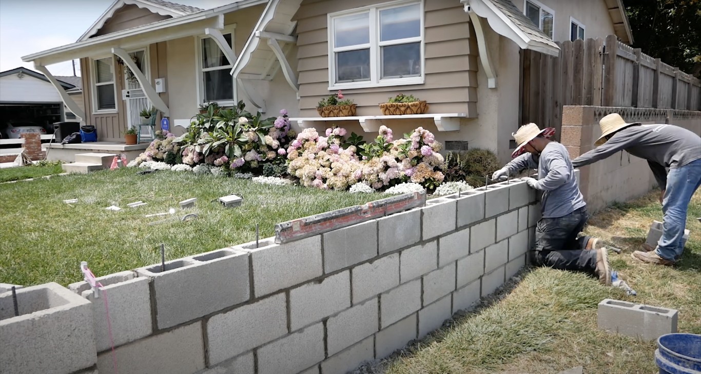 Professional concrete block retaining wall construction by experienced contractors